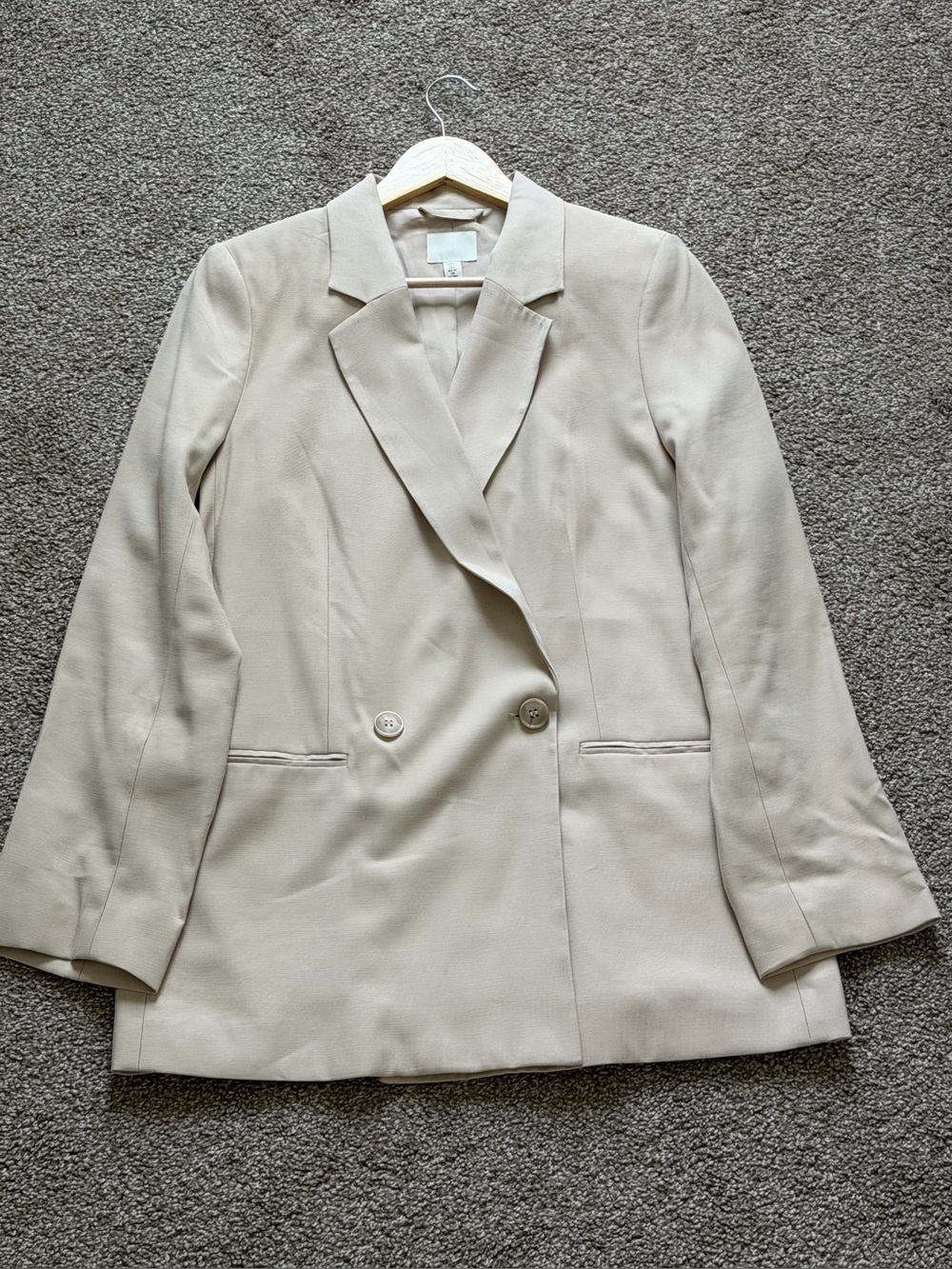 H&M Light Beige Double-Breasted Blazer